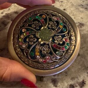 Ornate Turkish Compact Mirror – Vintage Style Metal Vanity Mirror